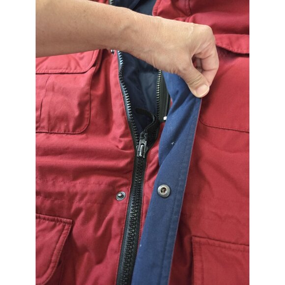 Eddie Bauer Goose Down Mens XL Ridgeline Puffer Jacket Red Hooded Parka - Picture 11 of 14